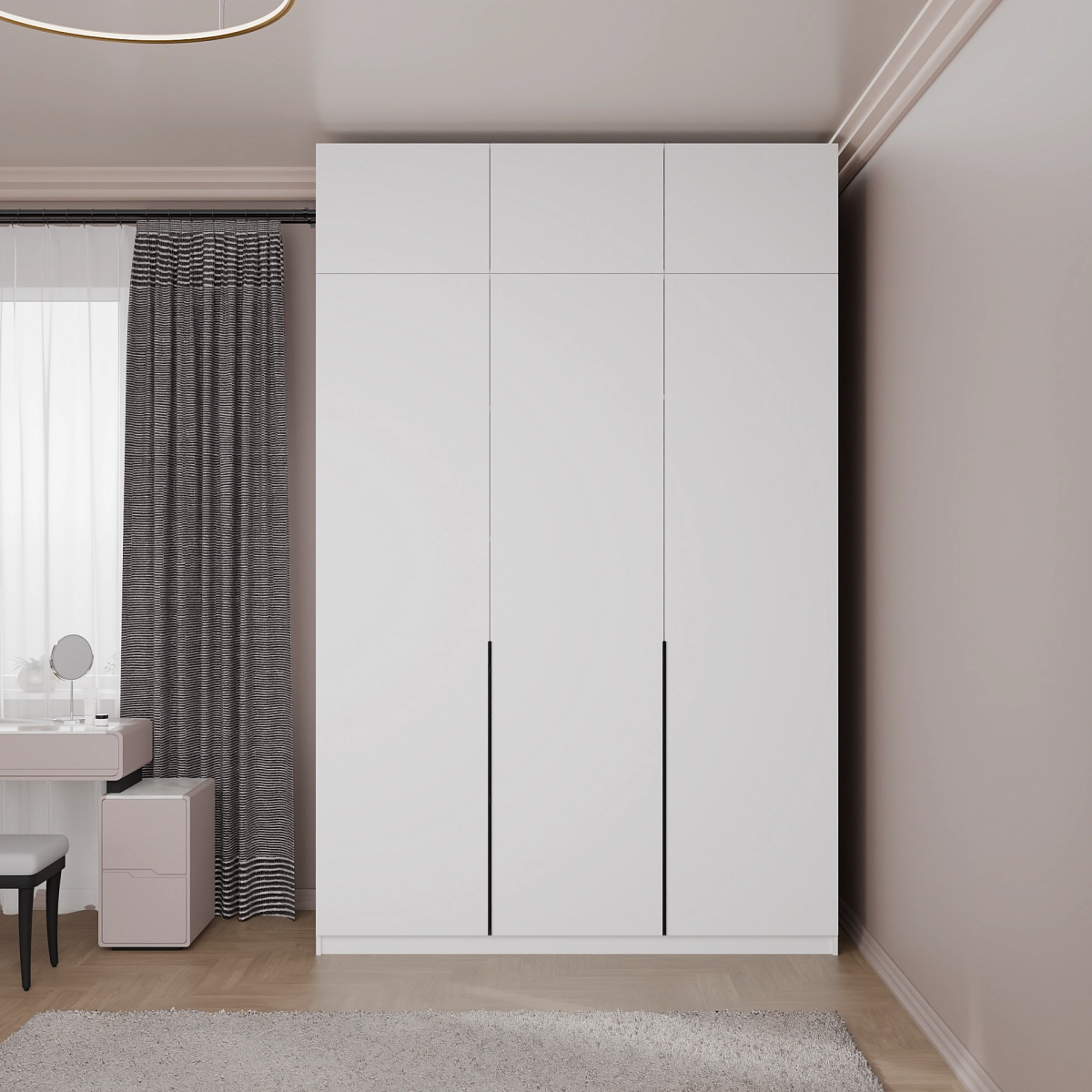 Шкаф Марс с антресолью и 2-мя ящиками Белый со скидкой